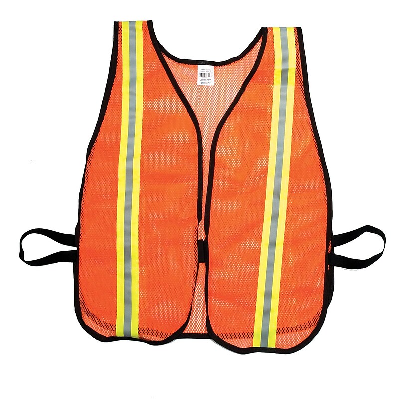Mutual Industries MiViz High Visibility Sleeveless Safety Vest, Orange, One Size (16300-153-1500) image 1