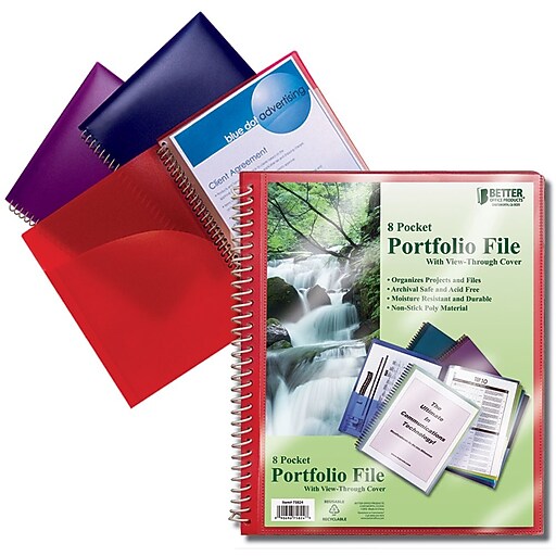 Better Office Products 8 Pocket Portfolio with Front View Cover Staples