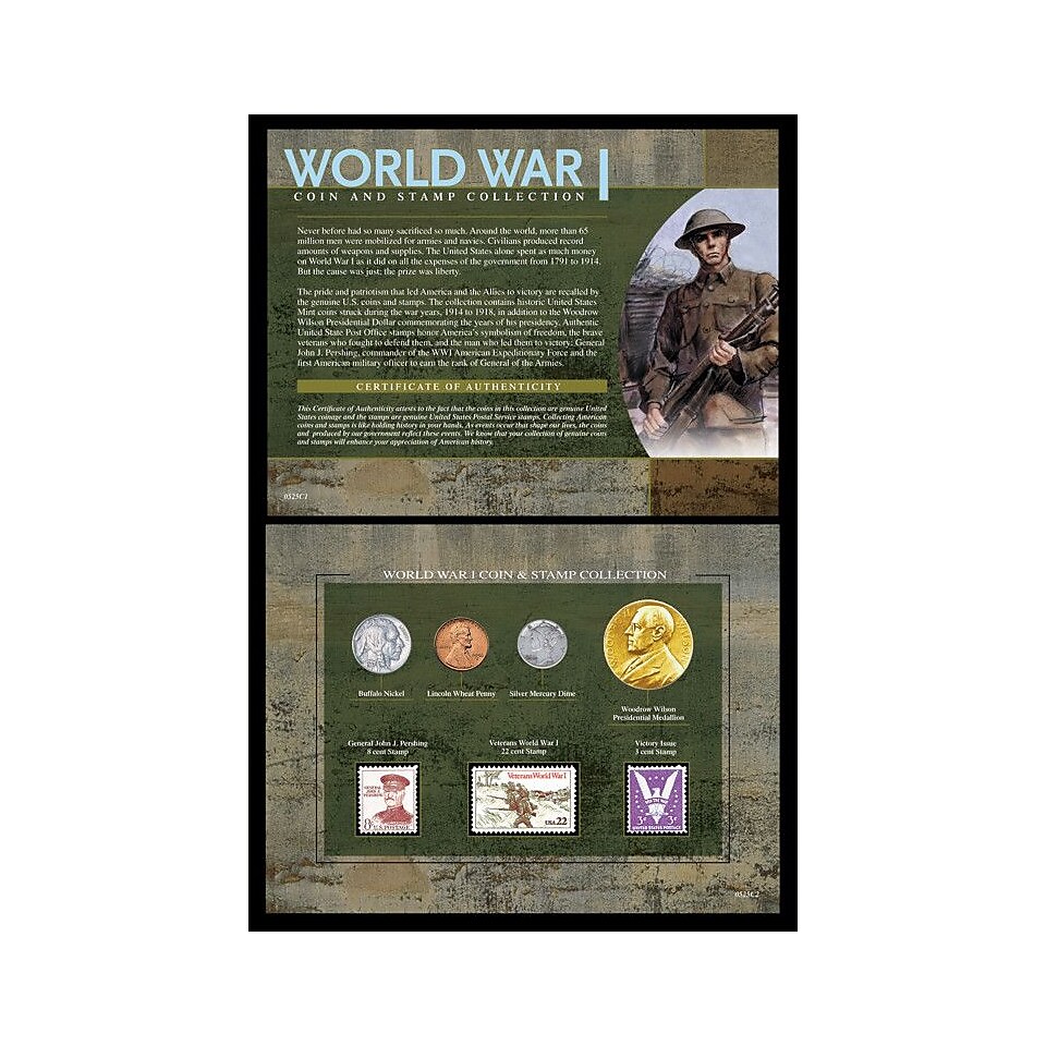 American Coin Treasure World War I Coin and Stamp Collection Wall Framed Memorabilia