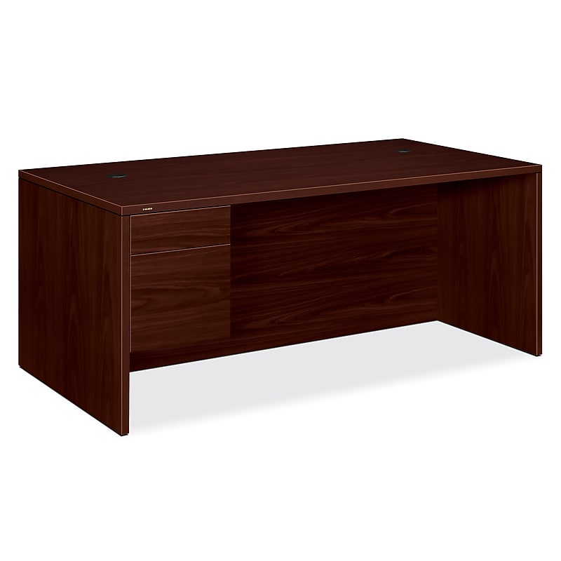 HON 10500 Series 72"W Left Pedestal Desk, Mahogany (H10586LNN) image 1