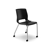 HON Motivate Stacking Chair, Onyx Shell, Textured Platinum Frame, 2 per Carton