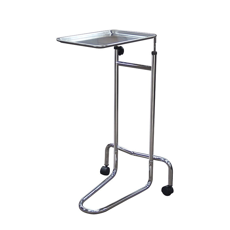 Drive Medical Double Post Mayo Instrument Stand with Wheels, Chrome (13045) image 1