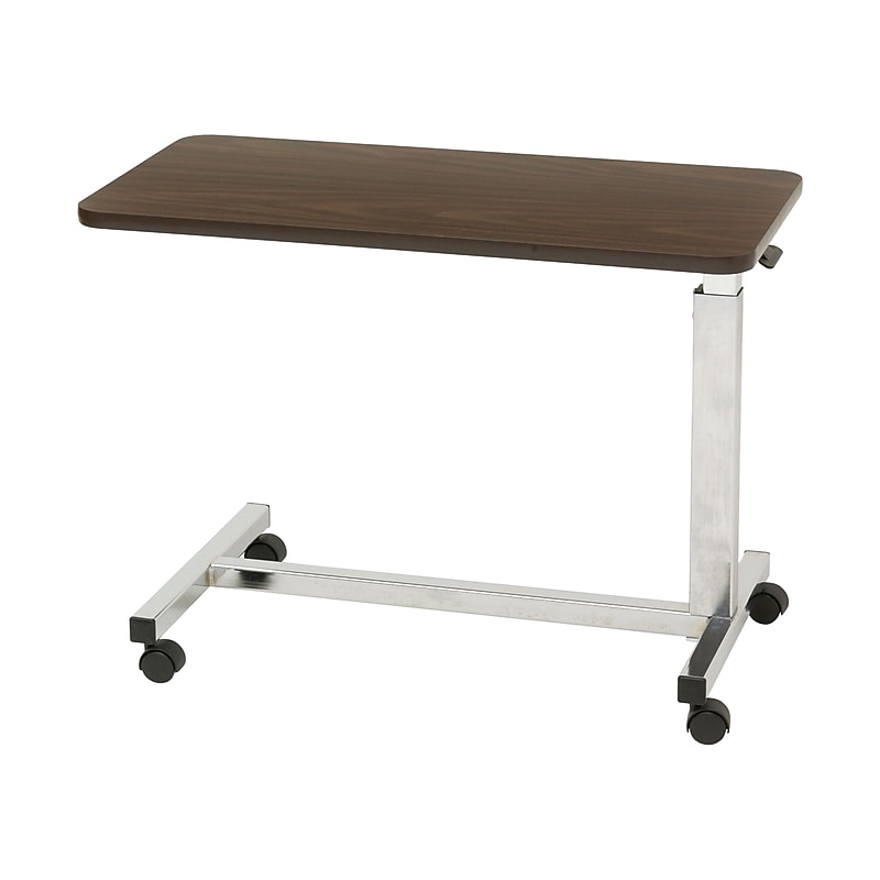 Drive Medical Low Height Overbed Table, 15"W, Walnut (13081) image 1