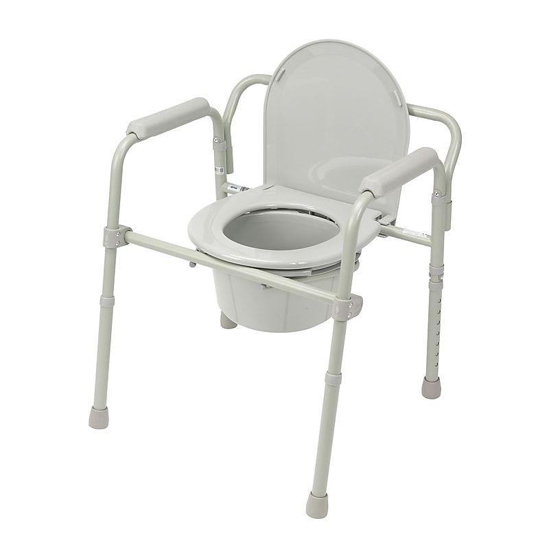 Drive Medical Bedside Commode, Fixed Arms, Back Bar, Steel Frame (11148-1) image 1