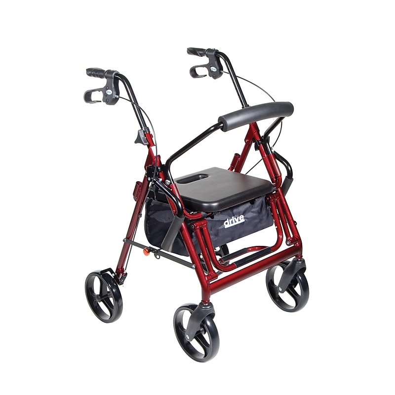 Drive Medical Duet Folding Rollator, Burgundy (795BU) image 1