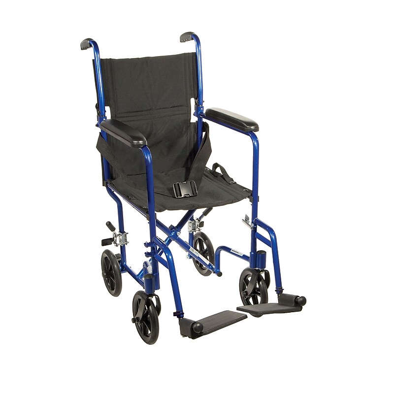 Drive Medical Transport Wheelchair, 19" Seat Width, Blue (ATC19-BL) image 1