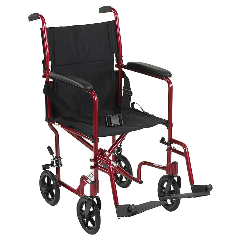 Drive Medical Transport Wheelchair, 19" Seat Width, Red (ATC19-RD) image 1