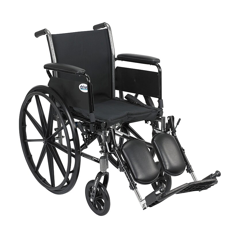 Drive Medical Cruiser III Manual Wheelchair, 20" Seat Width, Full Arms, Black (K320DFA-ELR) image 1