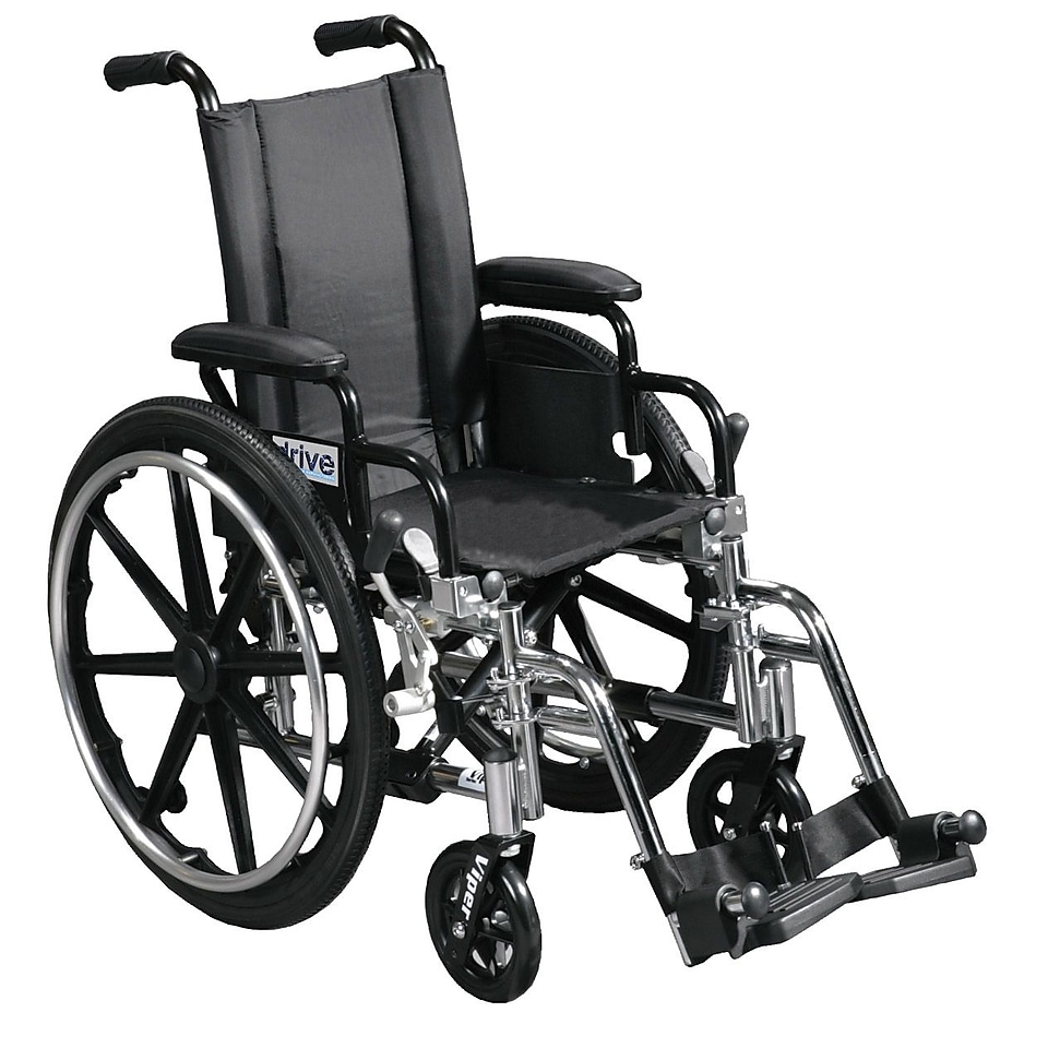 Drive Medical Viper Wheelchair with Flip Back Removable Arms, Desk Arms, Footrest, 12