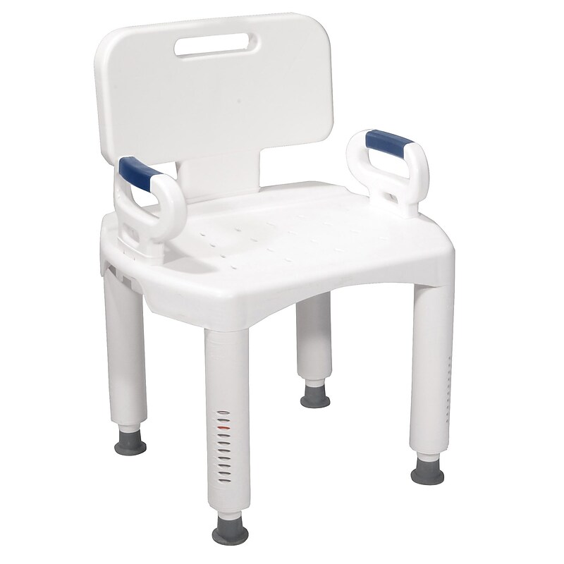 Drive Medical Bath Bench, Removable Back Rest, 350 Lb. Capacity, White (RTL12505) image 1