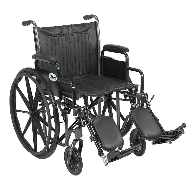 Drive Medical Silver Sport 2 Manual Wheelchair, 20" Seat Width, Removable Desk Arms, Black (SSP220DDA-ELR) image 1