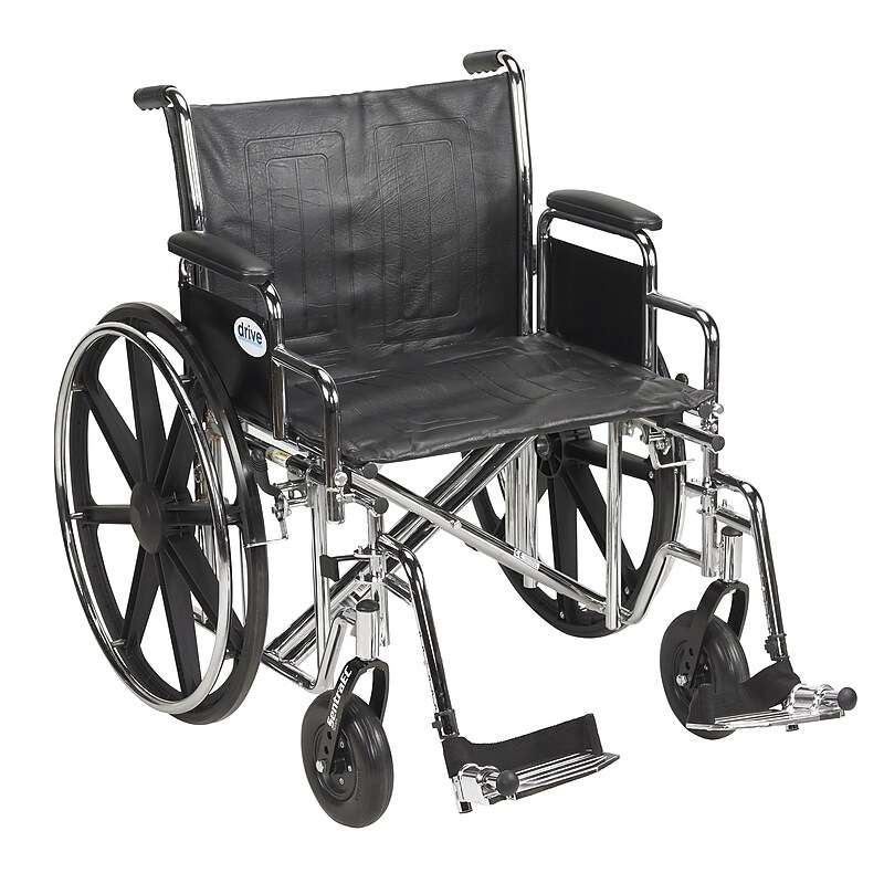 Drive Medical Sentra EC Manual Wheelchair, 24" Seat Width, Removable Desk Arms, Black (STD24ECDDA-SF) image 1