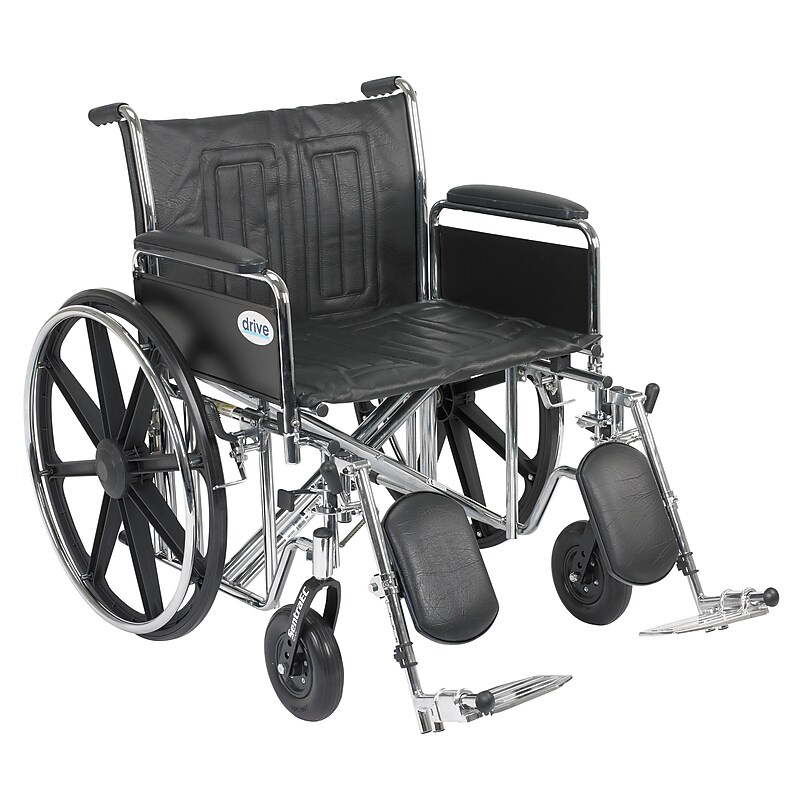 Drive Medical Sentra EC Manual Wheelchair, 24" Seat Width, Removable Full Arms, Black (STD24ECDFA-ELR) image 1