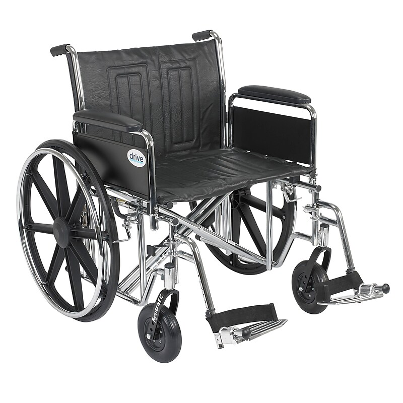 Drive Medical Sentra EC Manual Wheelchair, 24" Seat Width, Removable Full Arms, Black (STD24ECDFA-SF) image 1