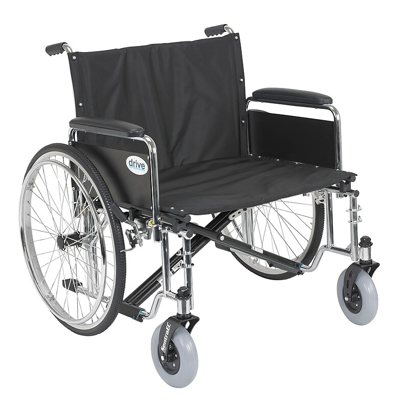 Drive Medical Sentra EC Manual Wheelchair, 26" Seat Width, Removable Full Arms, Black (STD26ECDFA) image 1