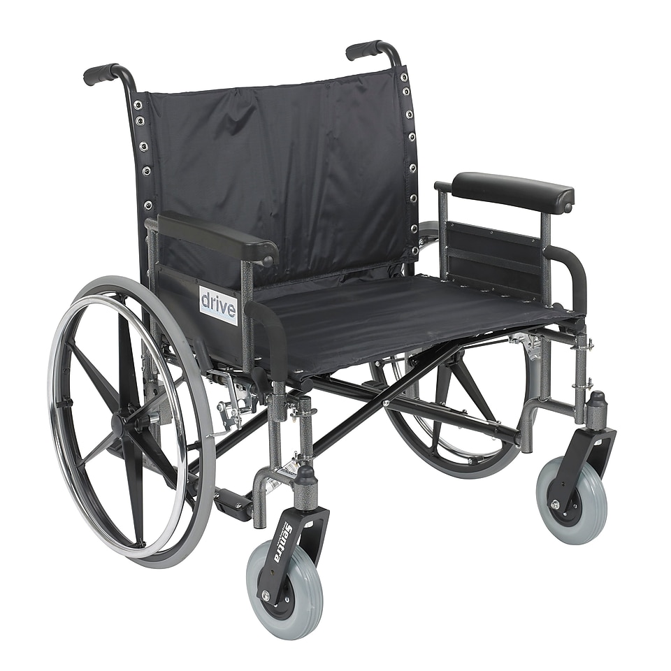 Drive Medical Sentra Extra Wide Heavy Duty Wheelchair, Detachable Full Arms, 28 Seat