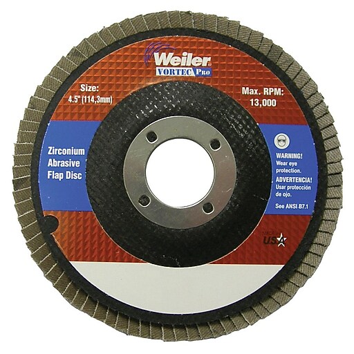 Weiler® 31315 Vortec Pro® 4 1/2" Abrasive Flap Discs, Angled, 60Z Grit