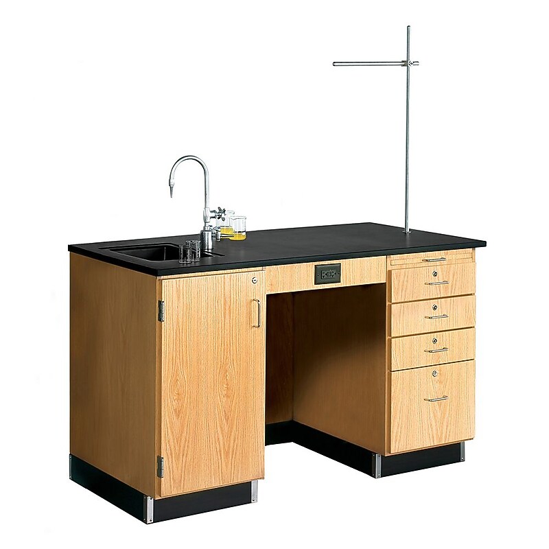 DWI Work Desk 36"H x 60"W x 30"D Epoxy, Oak Wood image 1