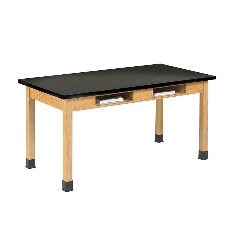 Diversified Woodcrafts Rectangular Science Table, 48" x 24", Oak/Black (C7106K30N) image 1