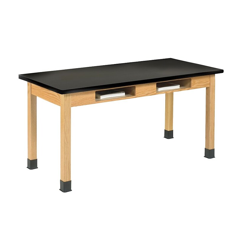 Diversified Woodcrafts Rectangular Science Table, 60" x 42", Red Oak/Black (C7602BK30N) image 1