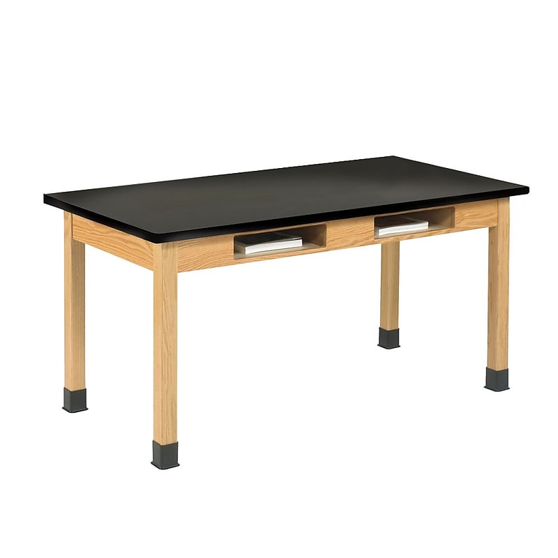 Diversified Woodcrafts Rectangular Activity Table, 72" x 30", Red Oak/Black (C7152BK30N) image 1