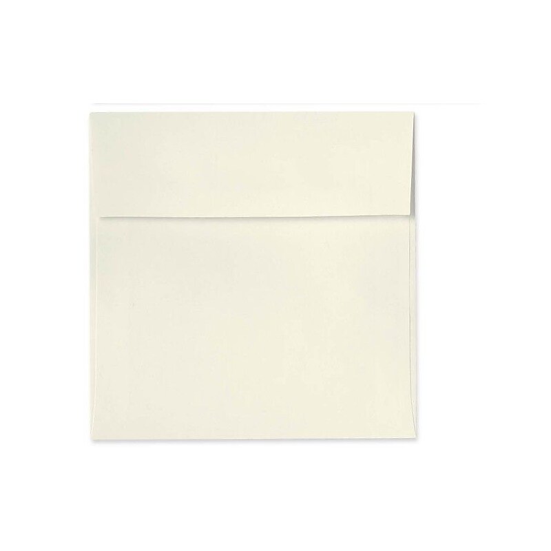 80 lb 5 3/4" x 5 3/4" Peel & Press Square Linen Envelopes, Natural, 50/Pack image 1