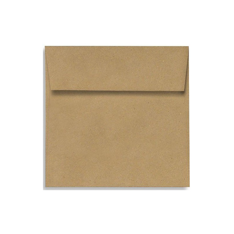 70 lb 4" x 4" Peel & Press Square Envelopes, Grocery Bag Brown, 50/Pack image 1