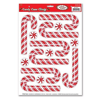 Beistle 12" x 17" Candy Cane Clings, Red/White, 56/Pack