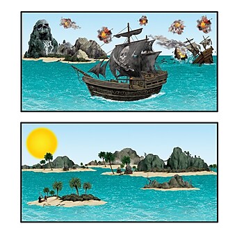 Beistle 3 1/2" - 3' 5 1/2" Pirate Ship and Island Props, 28/Pack