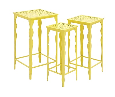 Woodland Imports 3 Piece The Metal Plant Stand Set; Yellow