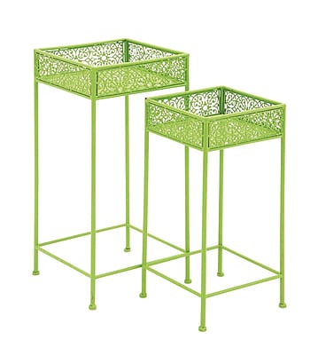 Woodland Imports 2 Piece Plant Stand Set; Green