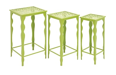 Woodland Imports 3 Piece The Metal Plant Stand Set; Green