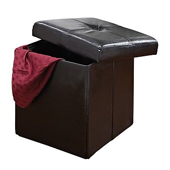 Simplify Faux Leather Cube Storage Ottoman, Black (F-0625-BLACK)