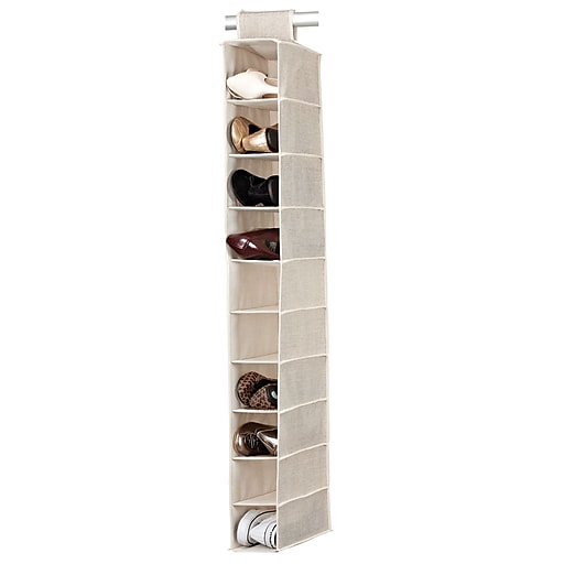 Simplify 10 Shelf Shoe Polypropylene Cardboard Organizer Off White 25428 FEJ