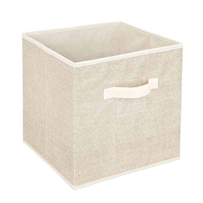 Simplify Faux Jute Polypropylene/Cardboard Box Cube, Off-White (25432-FEJ) image 1