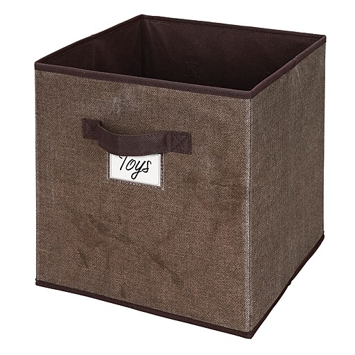 Simplify Faux Jute Polypropylene/Cardboard Box Cube, Brown at Staples
