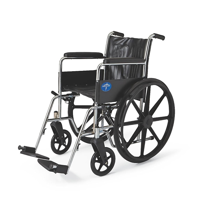 Medline Excel 2000 Standard Wheelchairs, 18" W x 16" D Seat, Permanent Full Length Arm, Fixed Leg (MDS806100D) image 1