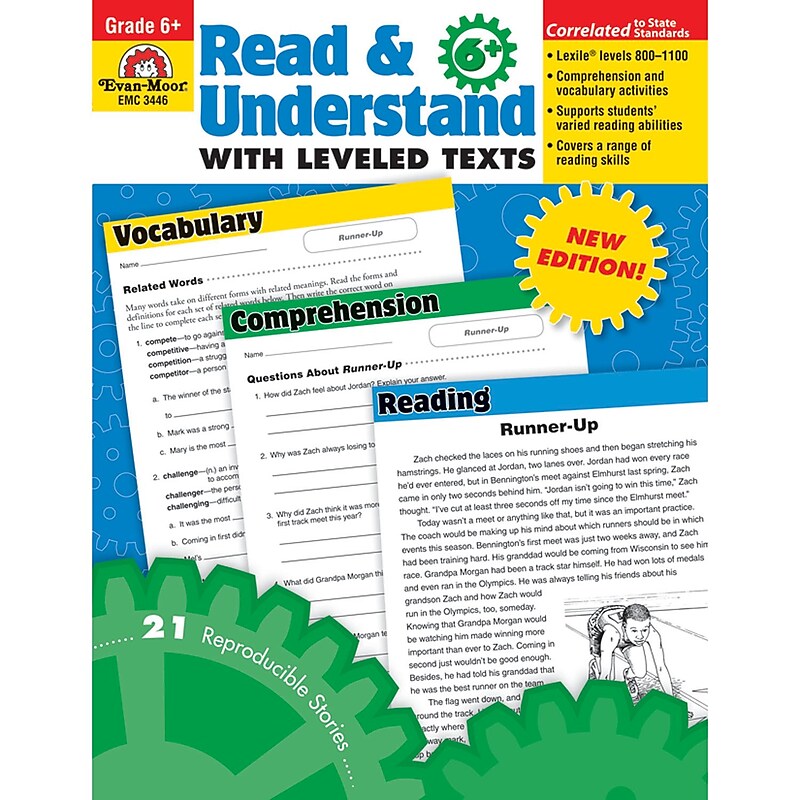 Evan-Moor® "Read and Understand With Levelled Texts" Grade 6+ Resource Book, Language Arts/Reading image 1