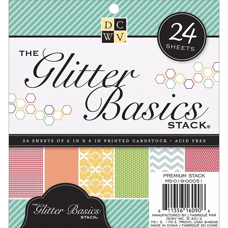Diecuts With A View Glitter Basics 6" x 6" Scrapbooking Paper Stack (MS019051) image 1
