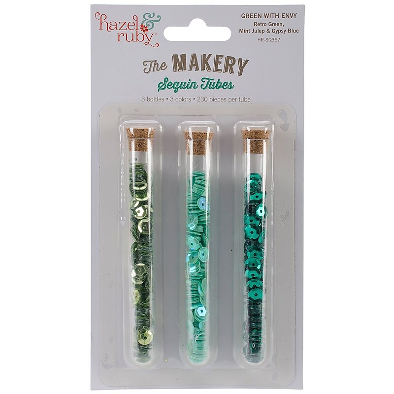 Hazel & Ruby® The Makery Sequin Tube, 1/4", Green with Envy image 1