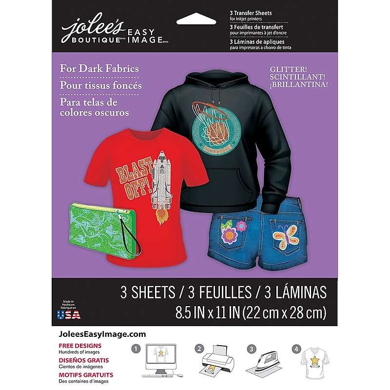 Jolees® Easy Image® 11" x 8 1/2" Transfer Paper For Dark Fabric, Glitter image 1