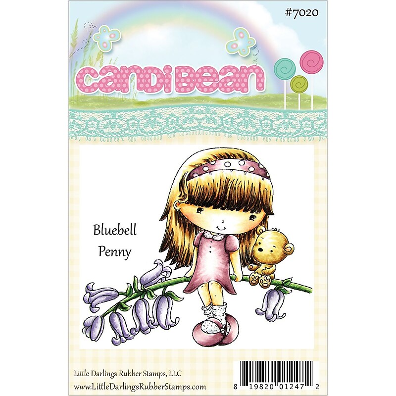 Little Darlings Candibean Bluebell Penny Rubber Stamp, 3.544" x 3.1", Clear (LD7020) image 1