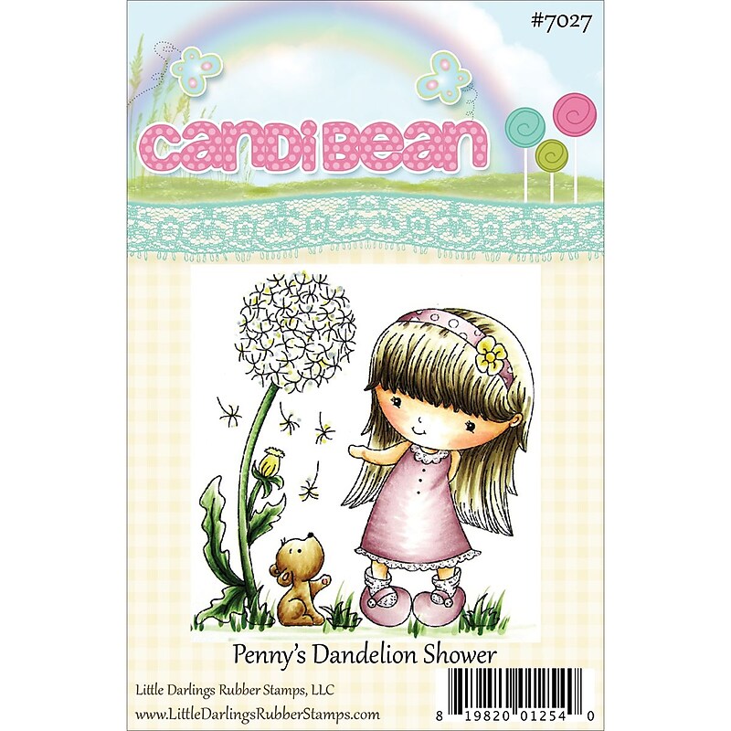 Little Darlings Candibean Penny's Dandelion Shower Rubber Stamp, 3.19" x 3.4", Clear (LD7027) image 1