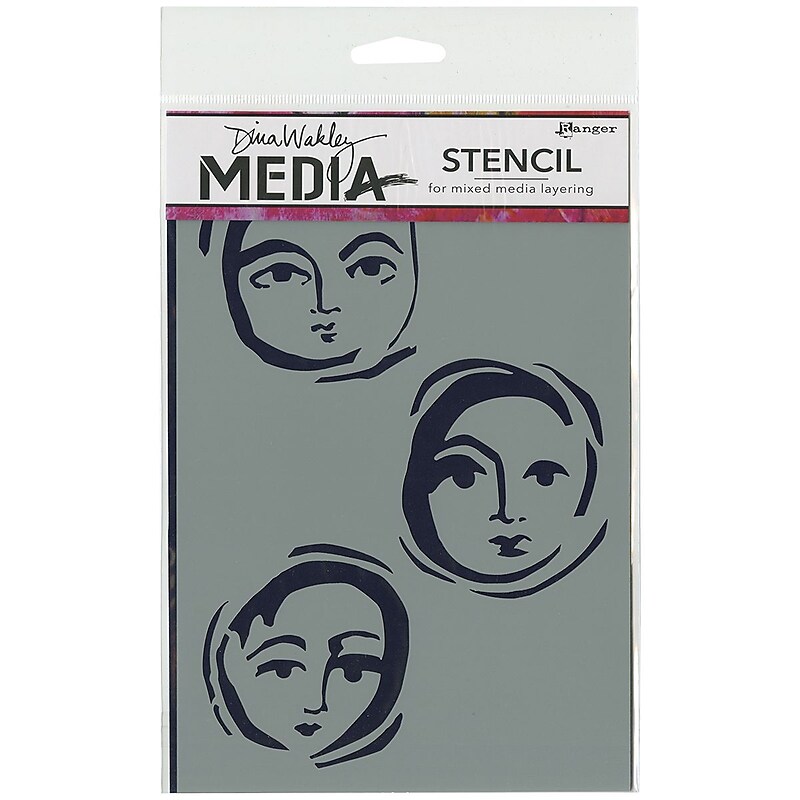 Ranger Dina Wakley 6" x 9" Media Stencil, Moon Faces image 1