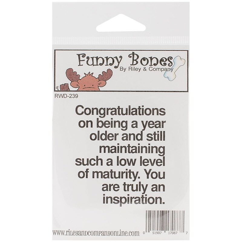 Riley & Company Funny Bones 2" x 2 1/2" Cling Mounted Stamp, A Year Older image 1