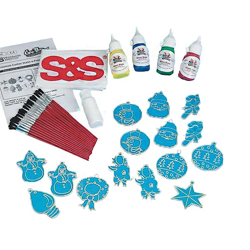S&S Worldwide Christmas Cuties Stain-A-Frames Craft Kit, 18/Pack (GP919) image 1