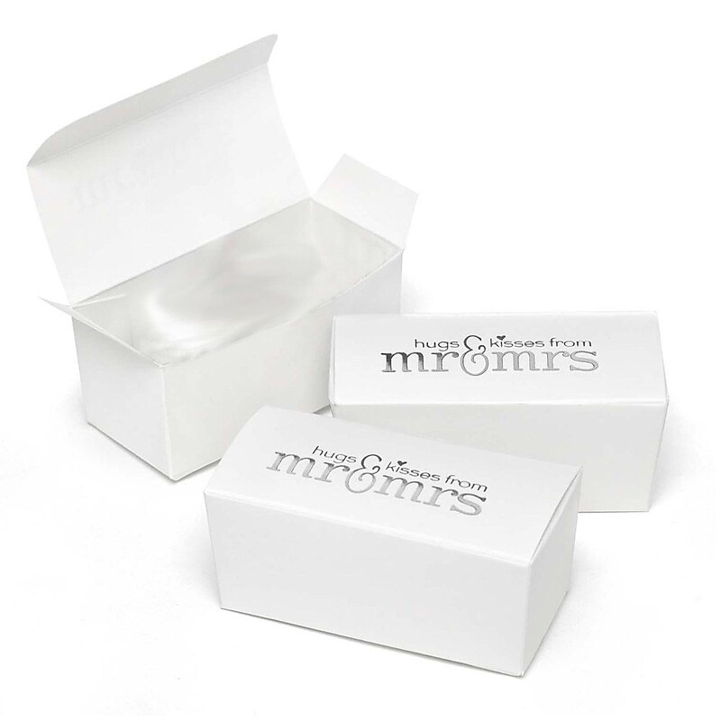 HBH™ "Hugs & Kisses From Mr. & Mrs." Truffle Favor Boxes, White image 1