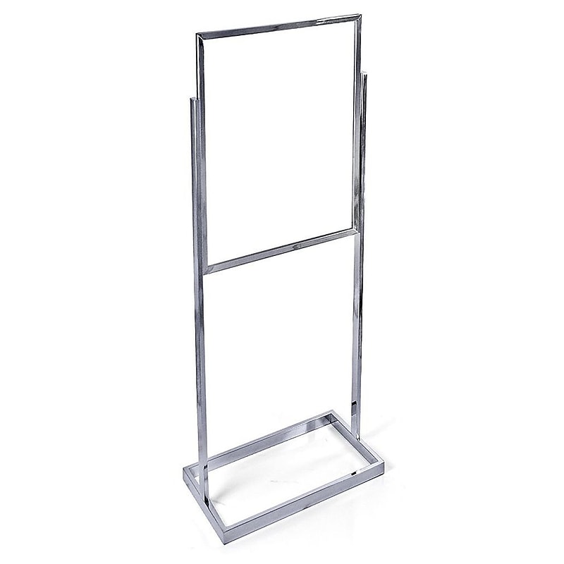 Azar Displays Poster Stand on Wide Base in SILVER (300701) image 1