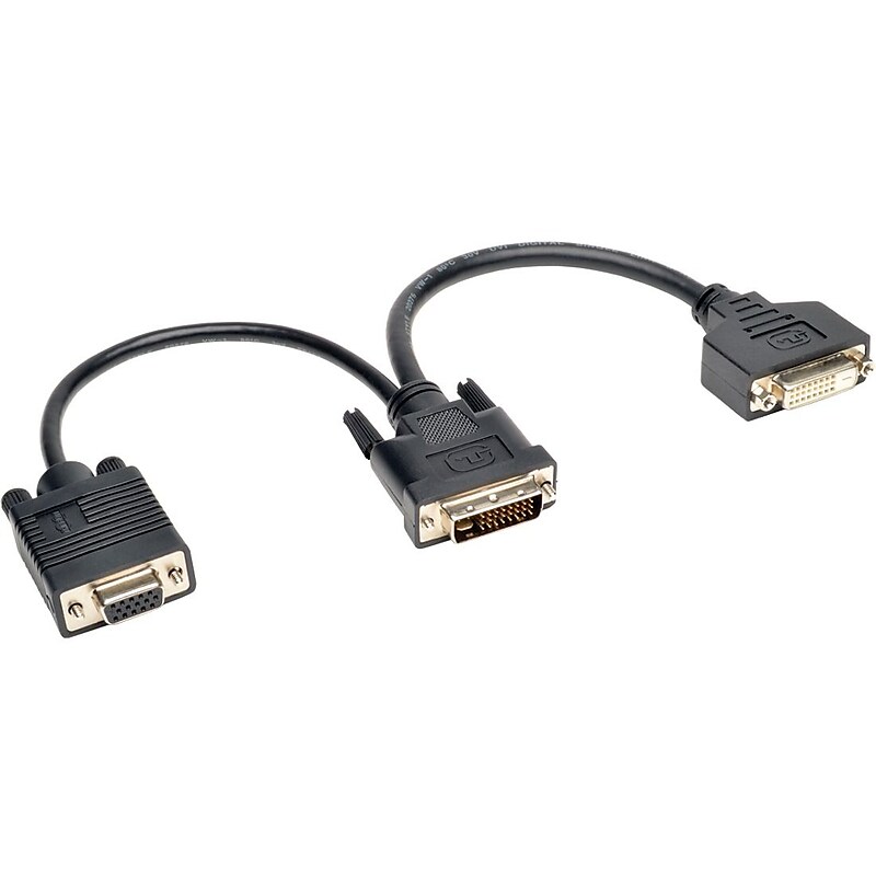 Tripp Lite P564-06N-DV 6" DVI-I M to DVI-D F/HD15 F Splitter Cable, Black image 1