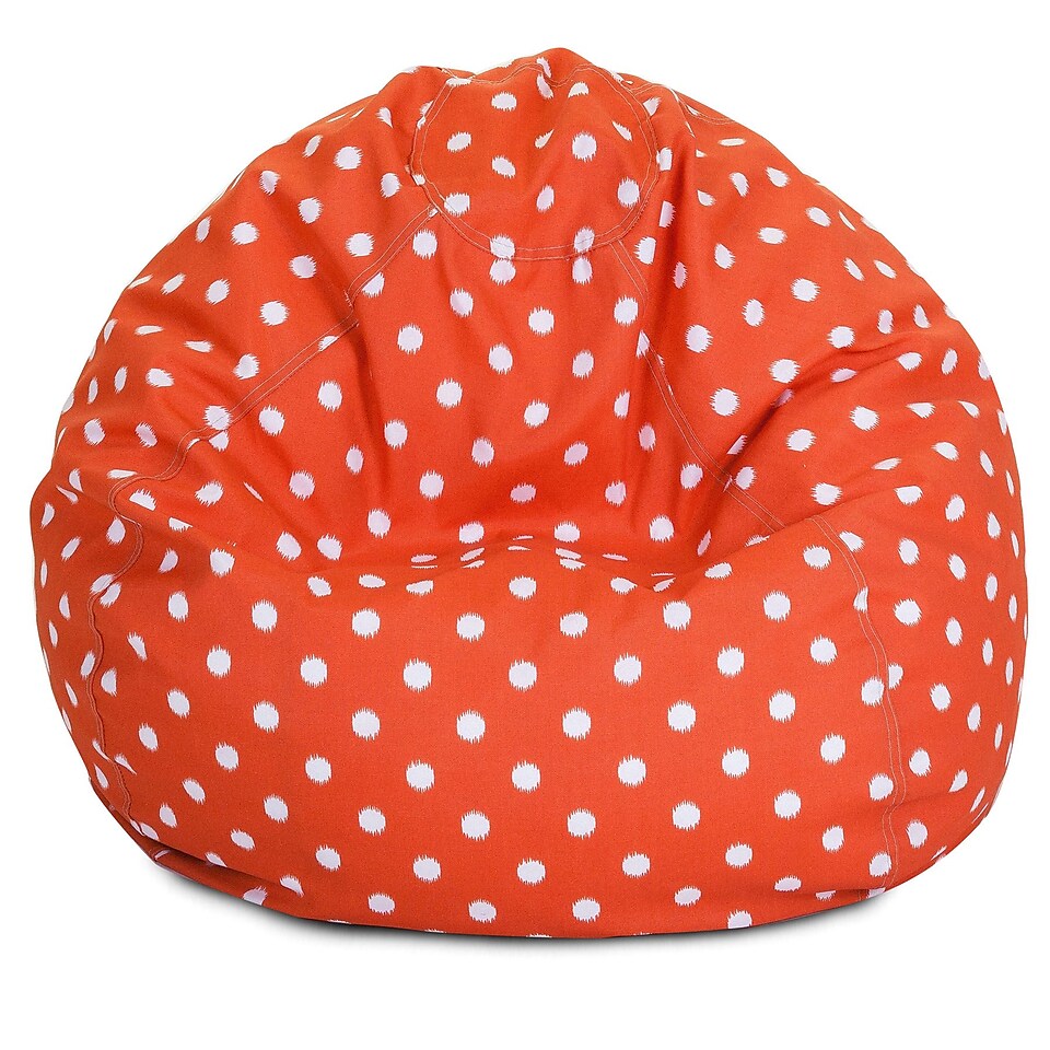 Majestic Home Goods Indoor/Outdoor Ikat Dot Polyester Small Classic Bean Bag Chair, Orange